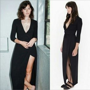 American Apparel Juilliard Crepe Maxi Wrap Dress